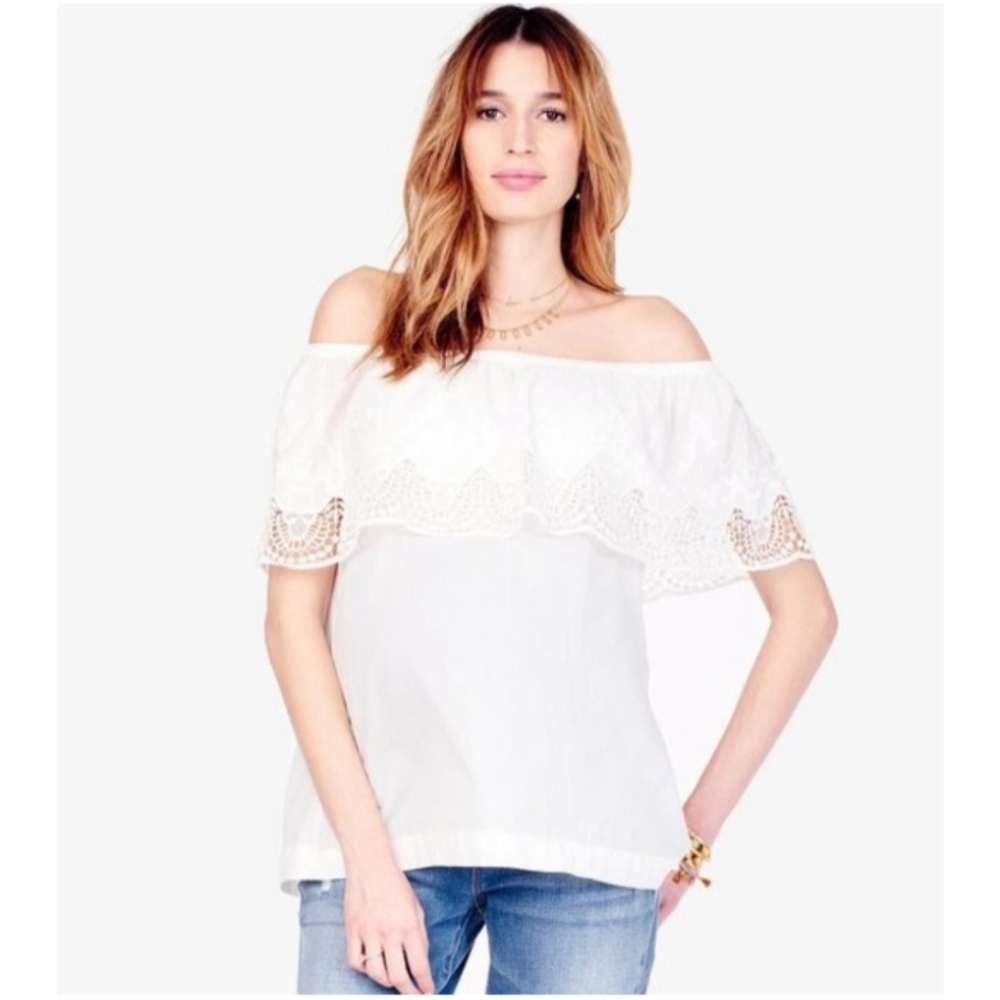 Ingrid & Isabel Maternity Off-shoulder Lace Shirt